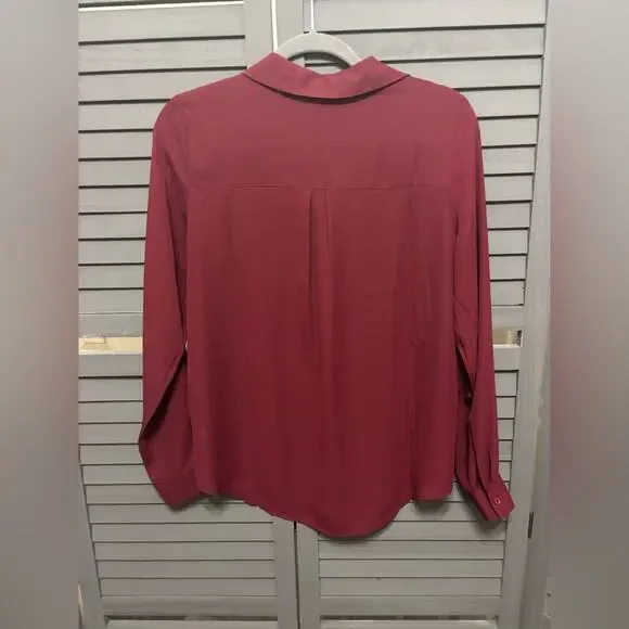 NWT Maurices Burgundy V-Neck Blouse with Long Sleeves Size M - Picture 4 of 4